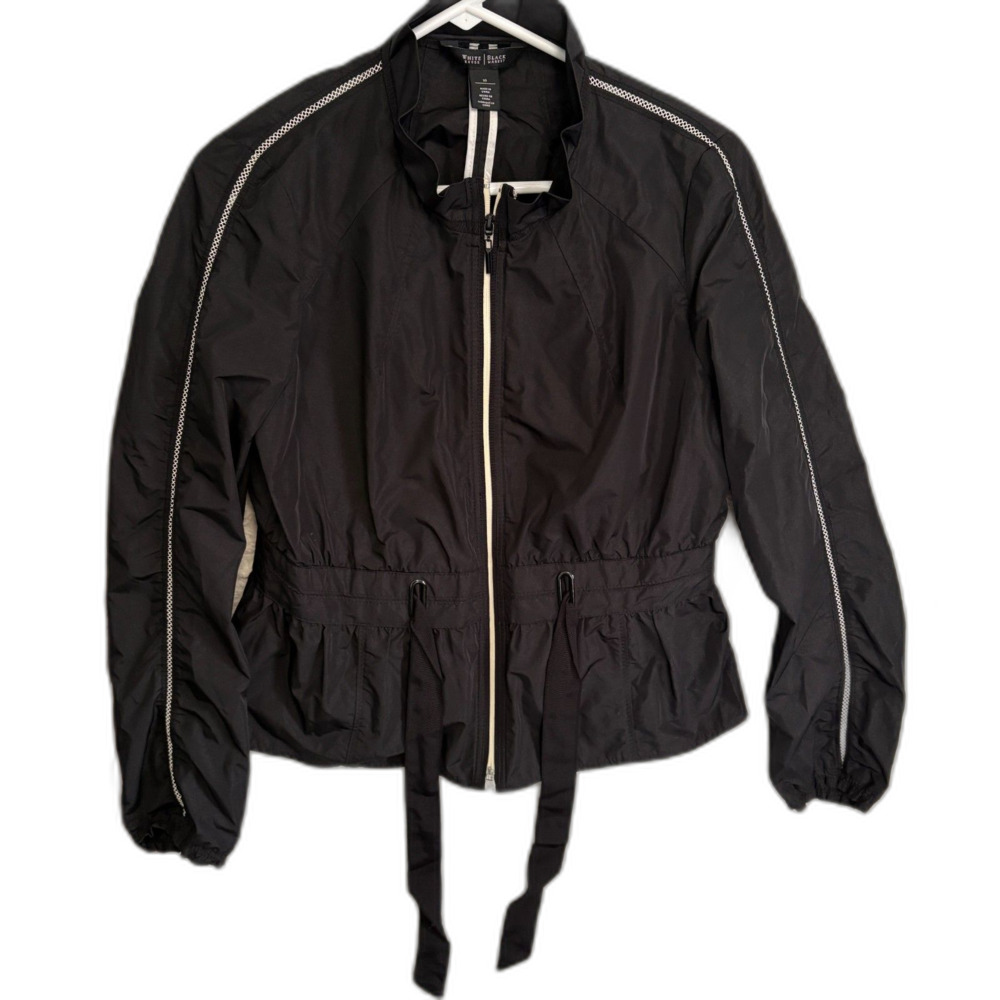 White House Black Market Black Rain/Windbreaker Track Jacket Women’s 10